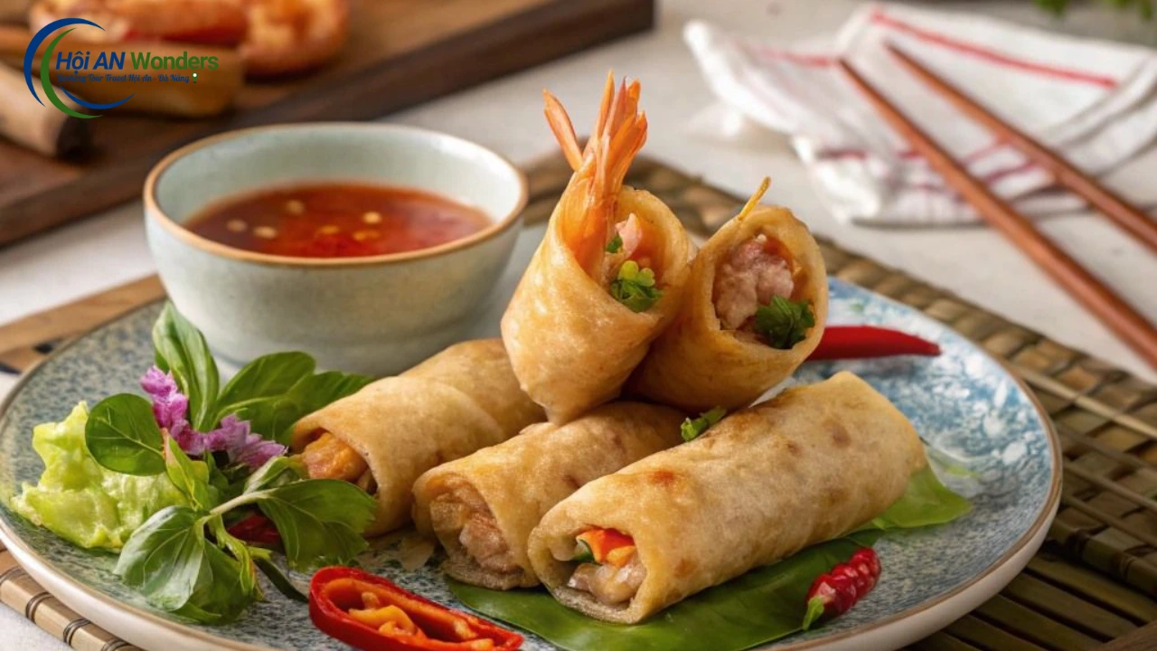 Hoi An Basket Boat 35 Crispy spring rolls filled