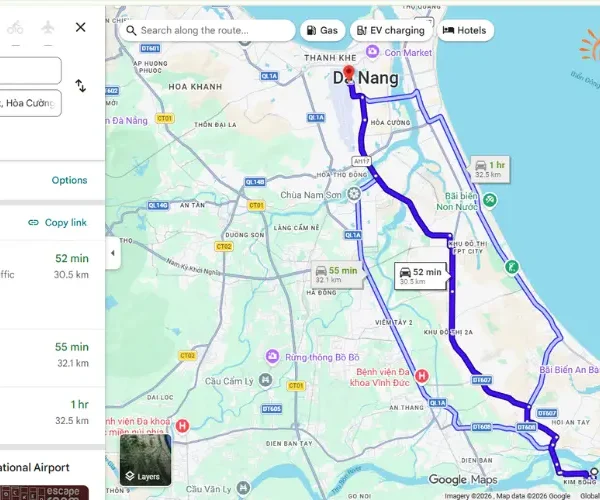 Distance from Danang Airport to Hoi An